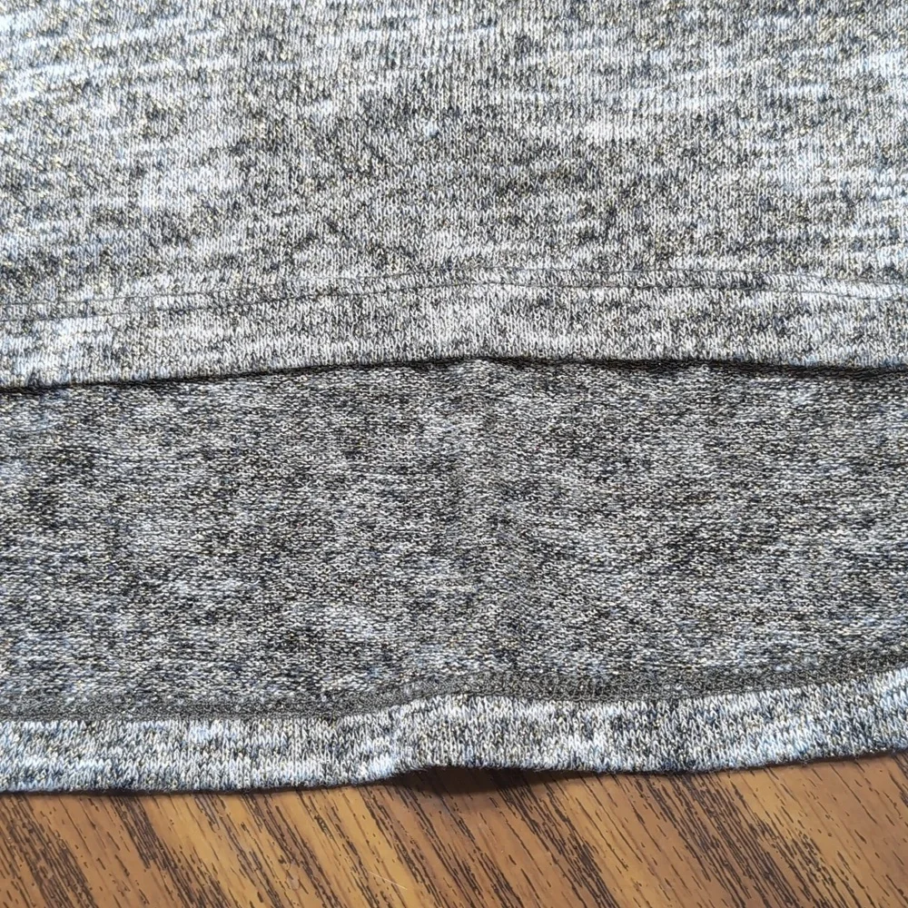 Chico's 2 Multitone Black Heathered Gold Metallic Cowl Neck Sweater Hi-Low L